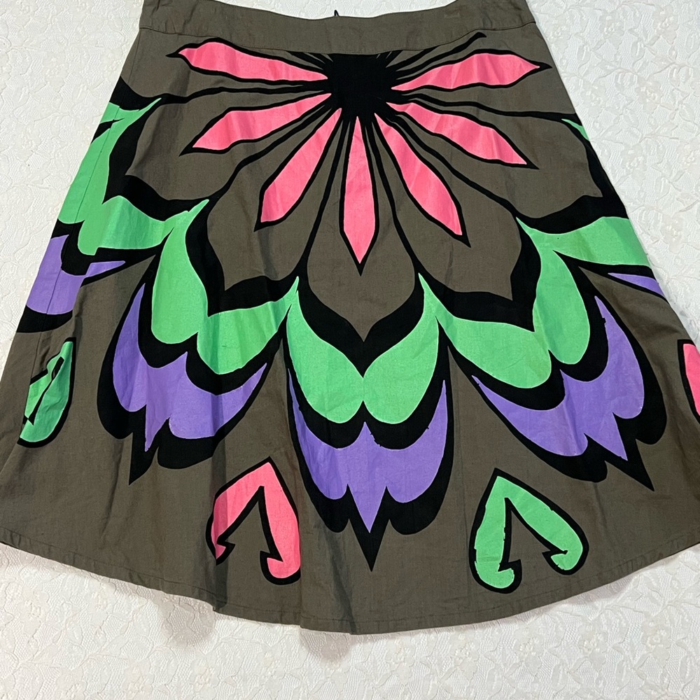 Weekday Black and Brown A-Line Knee-Length Skirt